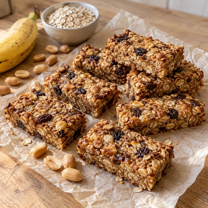 Barrinha de Aveia com Banana e Amendoim